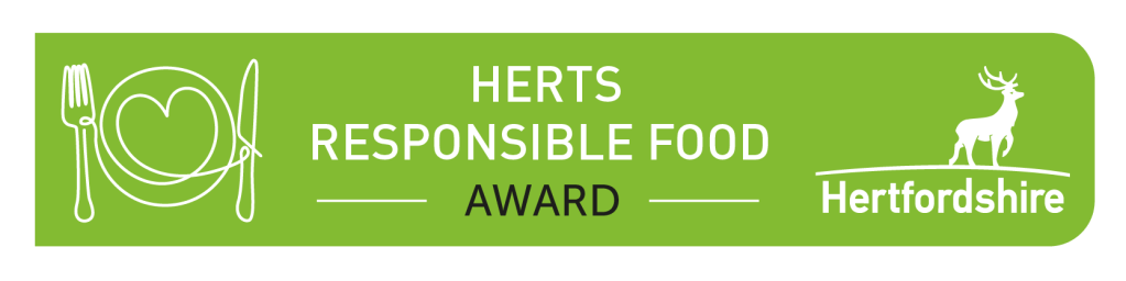 Herts Responsible Food Award on a green sticker